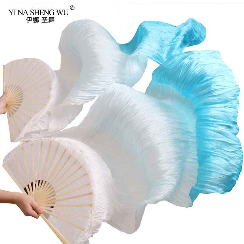 1 Piece/1 Pair Imitation Silk Long Veil Colorful Fans For Women/Kids Hand Made Belly Dance Performance Accessories Fans Adult