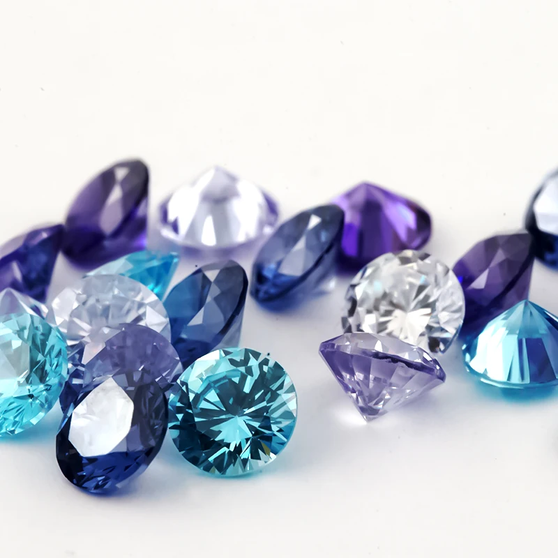 1~12mm 5A Runde Lose Zirkonia-Steine Weiß Lavendel Violett Tansanit Meerblau Mix 5 Farben CZ Edelsteine für Schmuckherstellung – Detail 7