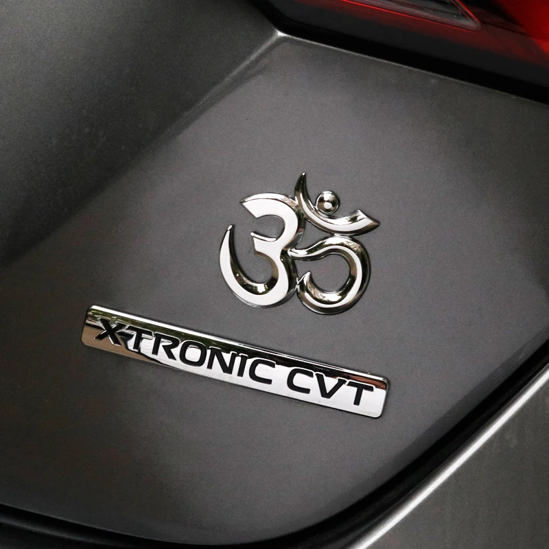 Noizzy Aum Om-ملصق سيارة معدني ثلاثي الأبعاد ، شعار سيارة مانترا ، أسود ، كروم ، إكسسوارات ديكور نسائية ، تصميم خارجي