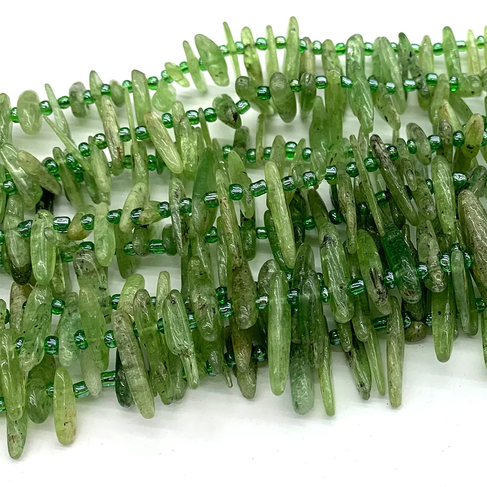 Veemake Green Kyanite Slabs Slices Stick Teeth Drill Side Comb Beads For Jewelry Making Natural Necklace Bracelets Earrings 6876