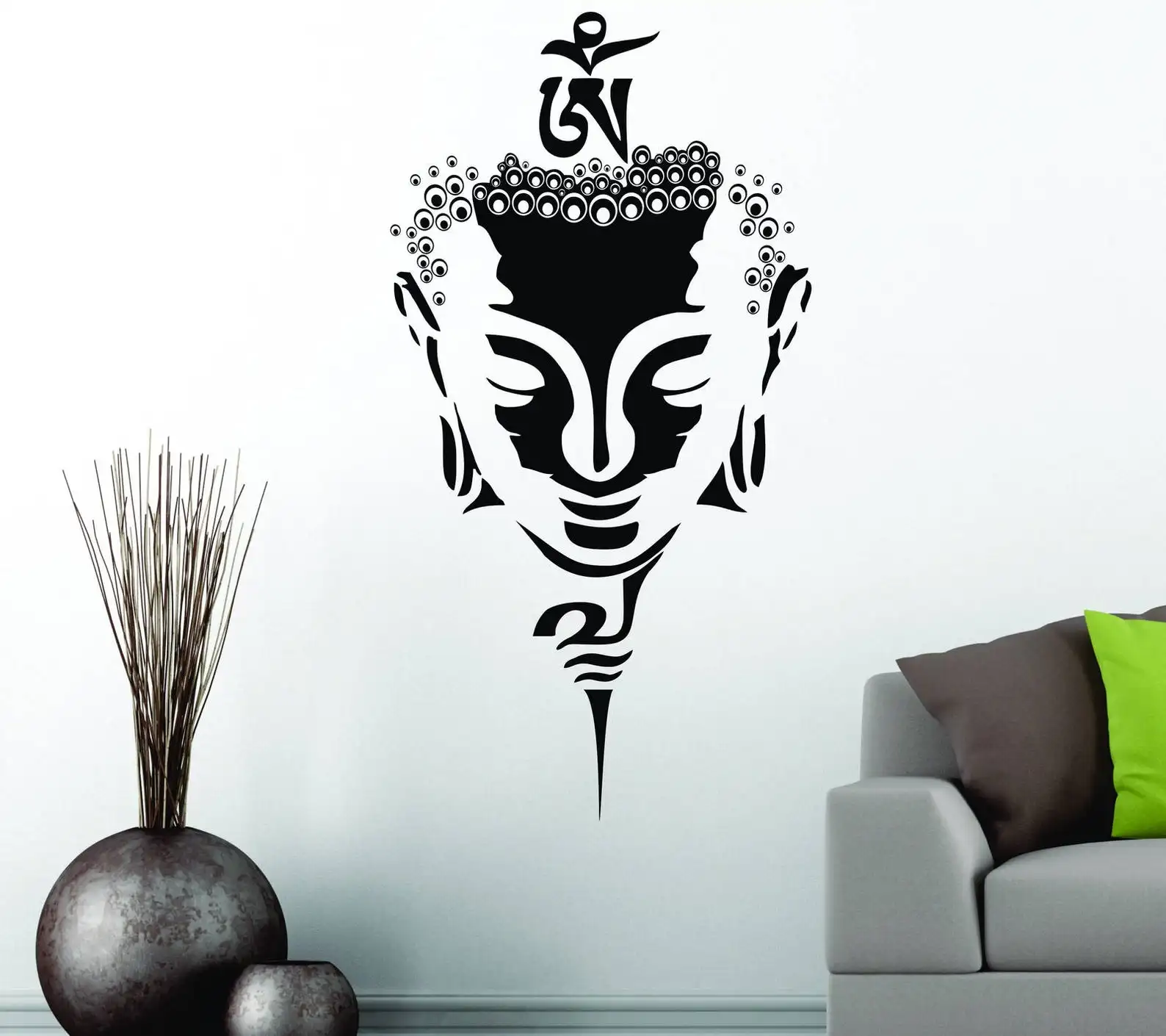 

Buddhist mask wall stickers Sakyamuni decoration vinyl decals yoga studio church home living room popular decoration fj06