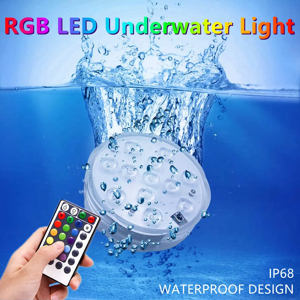 

RGB LED Submersible Lights Underwater Light Waterproof LED Swimming Pool Lamp IP68 Night Lamp Outdoor Garden Decoration Lighting