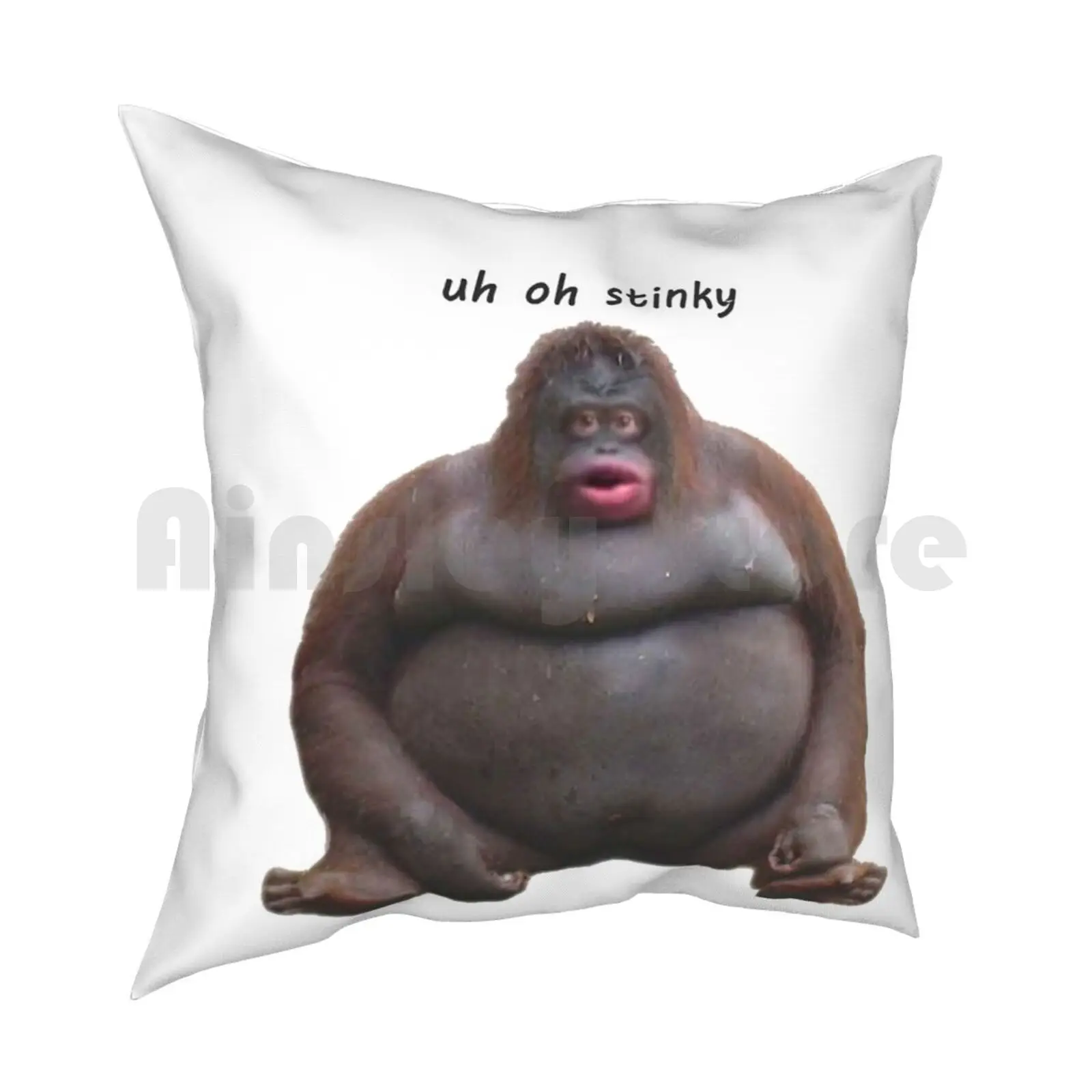 Le Monke Stinky Pillow Case Printed Home Soft Throw Pillow Le Monke Funny Poop Uh Oh Stinky Stinky Monkey Monke Haha