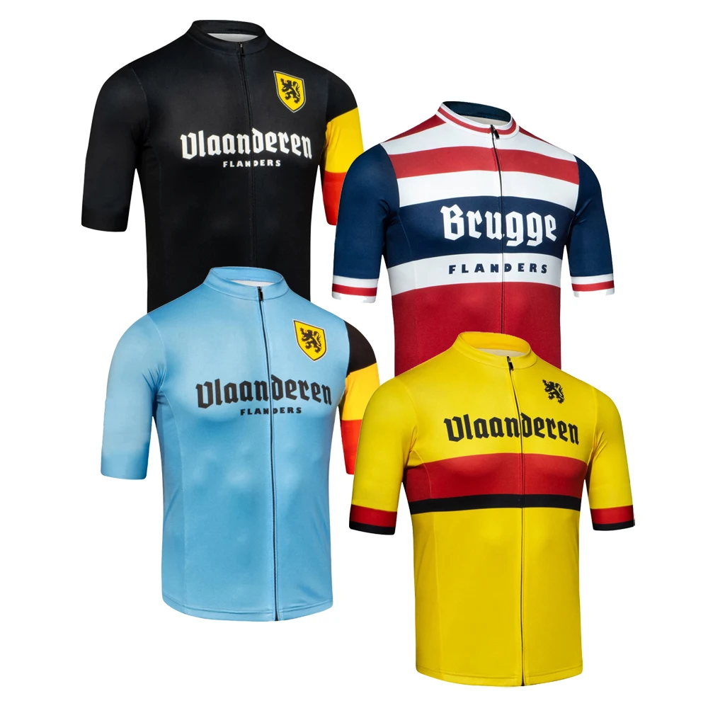 FLANDERS New Short Sleeves Cycling Jersey Brugge Belgium Vlaanderen OSCROLLING