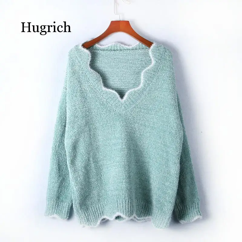 

Autumn Knitted Casual Cute Sweater For Women Pink Long Sleeve Knitting Sweaters Pullovers Lady 2020 Winter Loose Oversize Jumper