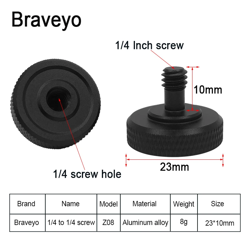 Camera Screw 1/4 to 1/4 Inch Screw Tripod Monopod Photography Accessories Mount Adapter Conversion Screw for Flash Lamp Bracket