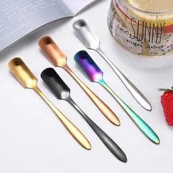 1PC Square-Headed Teaspoon Long Handle Stainless Steel Coffee Stirring Spoons Dessert Ice Cream Mini Scoop Kitchen Tableware