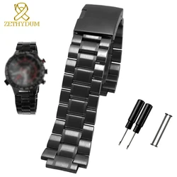 Solid stainless steel watchband for timex T2N720 T2N721 T2N739 watch strap silver black Bracelet 24*16mm watch band metal