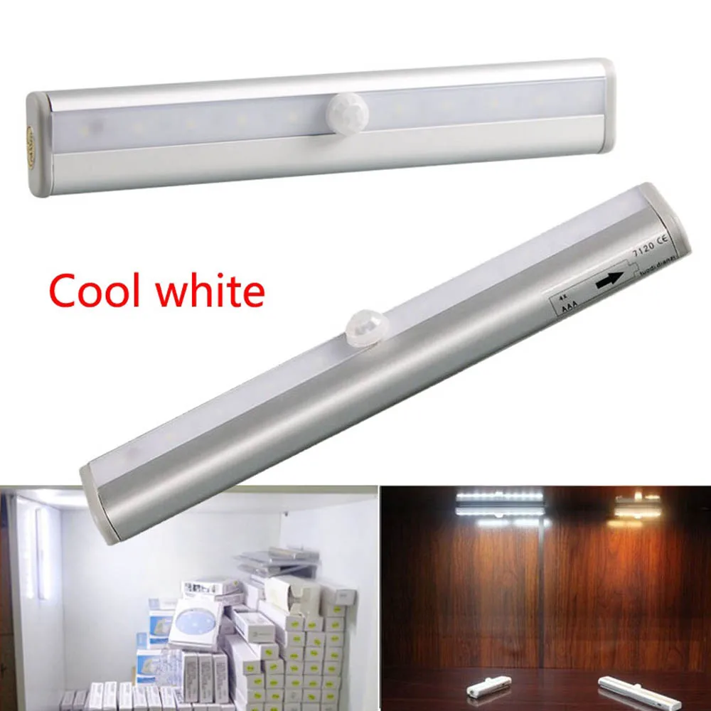Wireless LED Motion Sensor Wardrobe Light Energy Saving10 LED Magnetic Closet Cabinet Light Wall Lamp Battery Powered