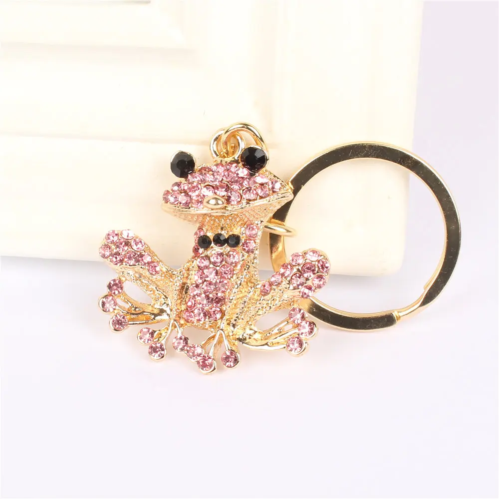 Mixed Color Frog Pendant Charm Rhinestone Crystal Purse Bag Keyring Key Chain Accessories Wedding Party Lover Friend Gift