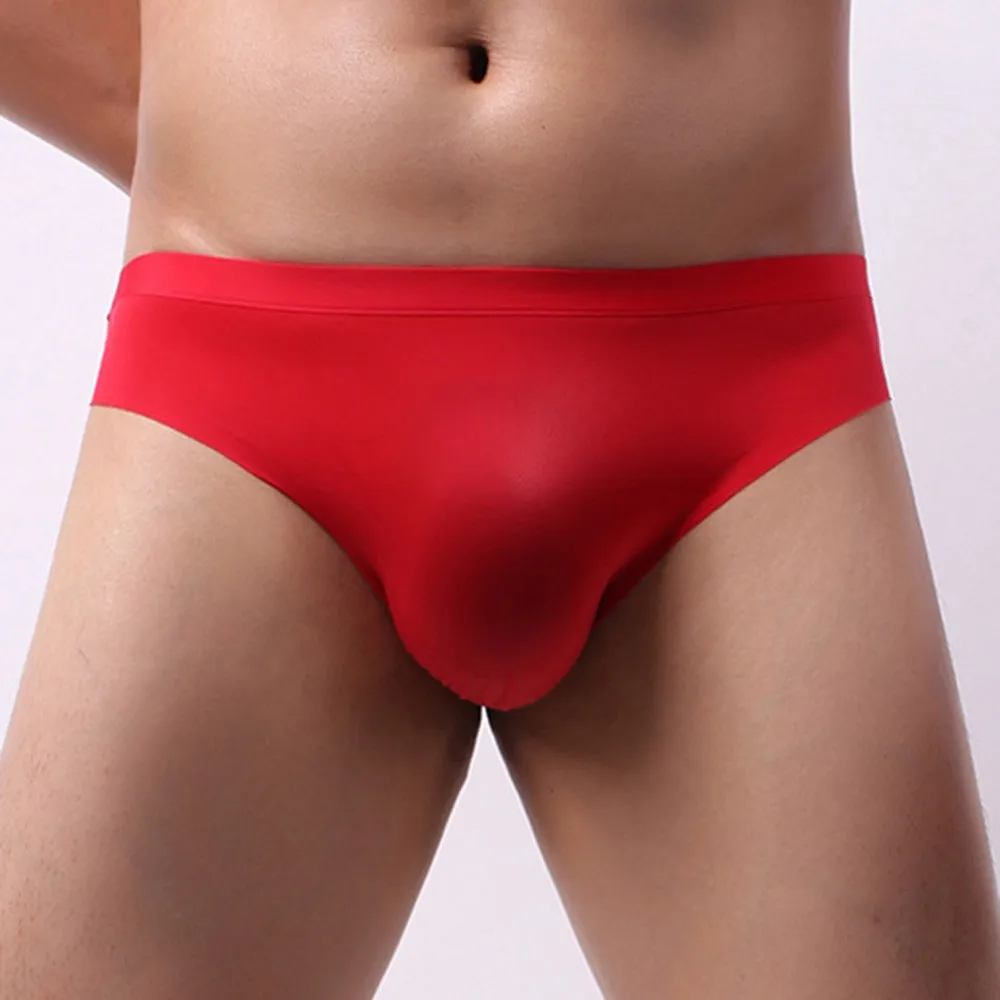 Esportes Masculinos Respirável Roupa Interior De Seda De Gelo, Fina Sexy Cintura Baixa Apertada Cuecas Sem Costura, Cuecas Ultrafinas