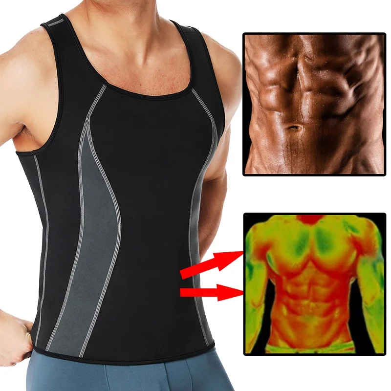 Shaper do corpo emagrecimento dos homens com zíper, camisa preta de compressão no peito, Ginecomastia e Moobs Undershirt, cintura Trainer Sweat Vest