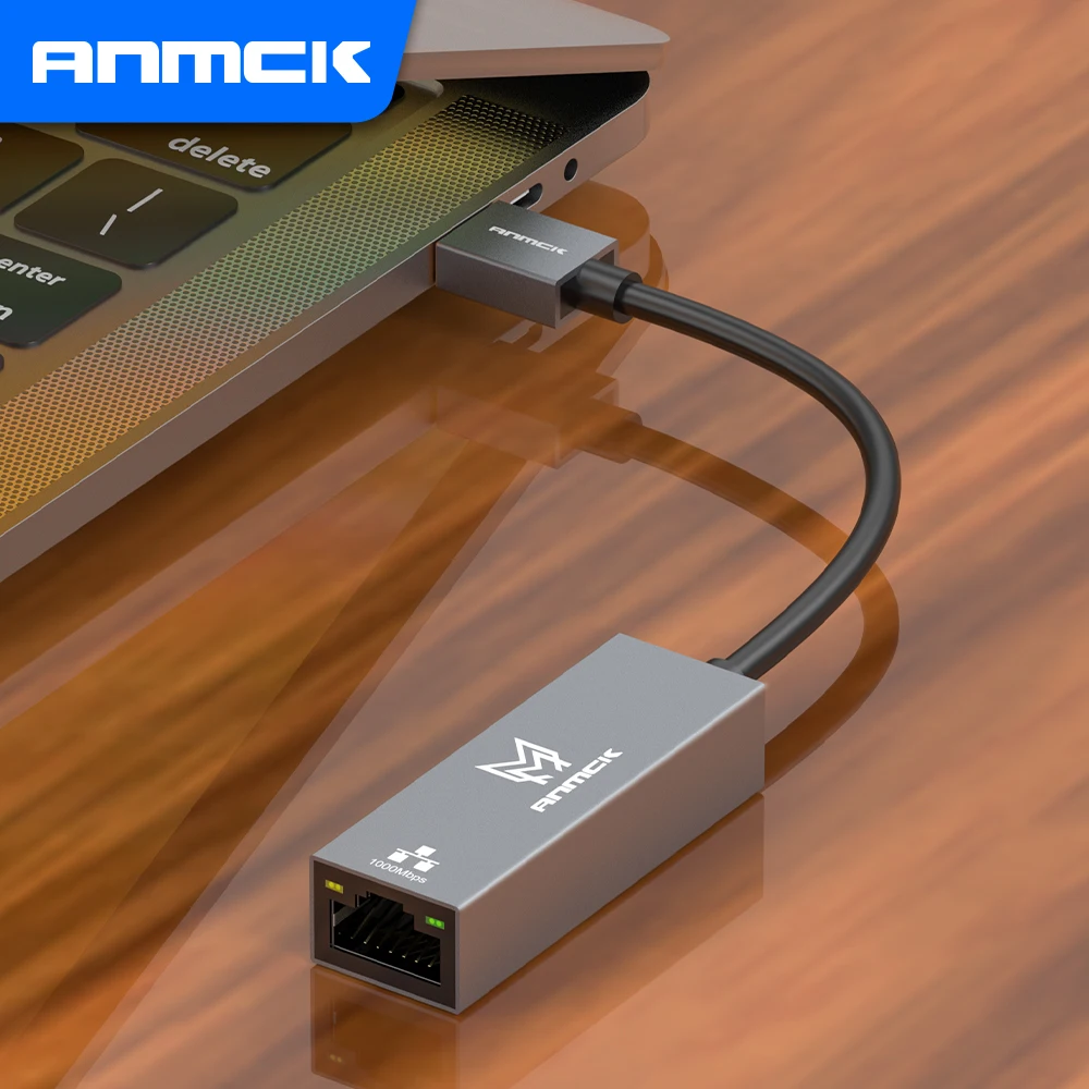 Anmck USB C Ethernet Network Adapter USB to RJ45 USB Ethernet Adapter For Laptops Macbook Pro/Air USB Ethernet Network Card