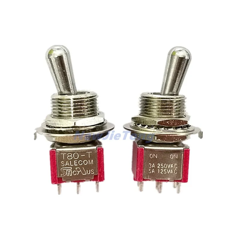 2pc SH T80-T 12mm ON-ON SPDT 6Pin 2Position Maintained Mini Toggle Switch Short Handle 3A 250VAC/5A 125VAC