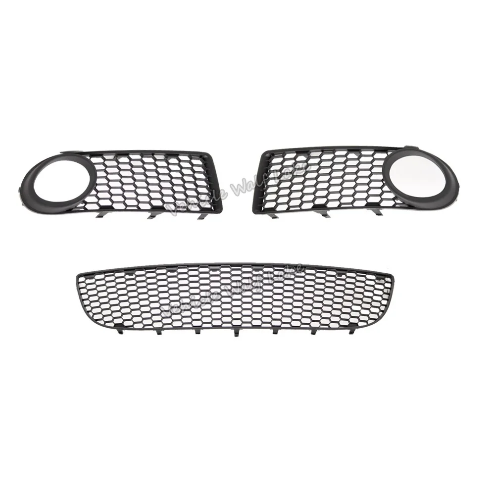 3pcs Car Light Grille For VW Beetle 2006 2007 2008 2009 Car Front Bumper Fog Lamp Fog Light Cover And Lower Center Grille