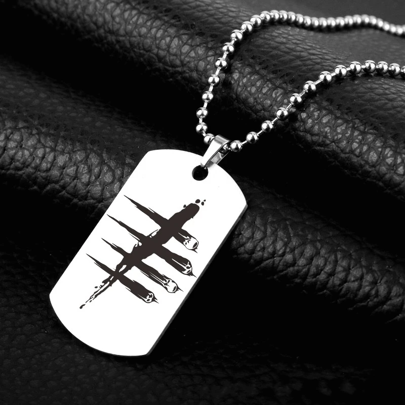 MIQIAO Dead by Daylight Stainless Steel Titanium Army Badge Pendant Chains Necklace for Men Boys Women Friends Gift Goth Choker