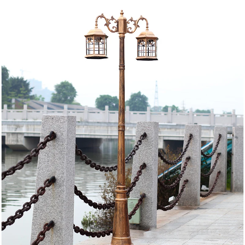 (H≈2.8M)Courtyard Street Lamp Community High Pole Lamp Outdoor Waterproof Lawn Lamp Villa Outdoor Retro Courtyard Lamp Landscape