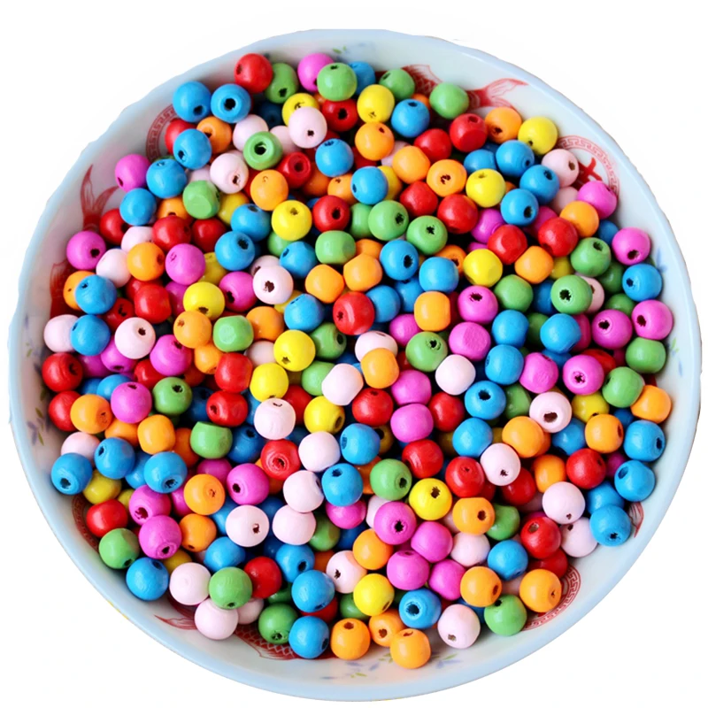 13-300pcs Colorful Wooden Spacer Beads Round Eco-Friendly Loose Wood Bead DIY supplies Bracelets Jewelry Making Accessories