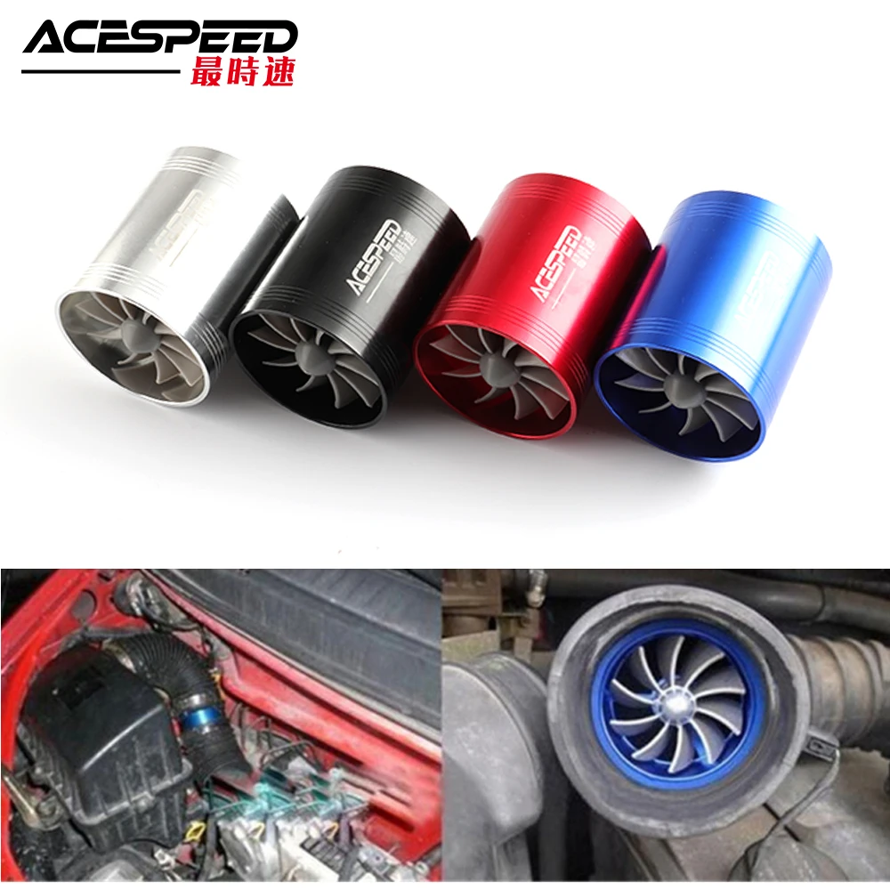 

Car Turbine Supercharger Turbo Charger Double Air Filter Intake Fan Fuel Gas Saver Kit