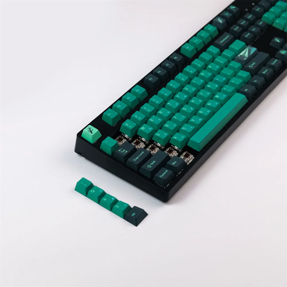 Imagem -06 - Gmk Bushido Keycap Preto Verde Pbt Conjuntos Completos Perfil de Cereja Rosto Dye Subbed Compatível 99 Teclado Mecânico