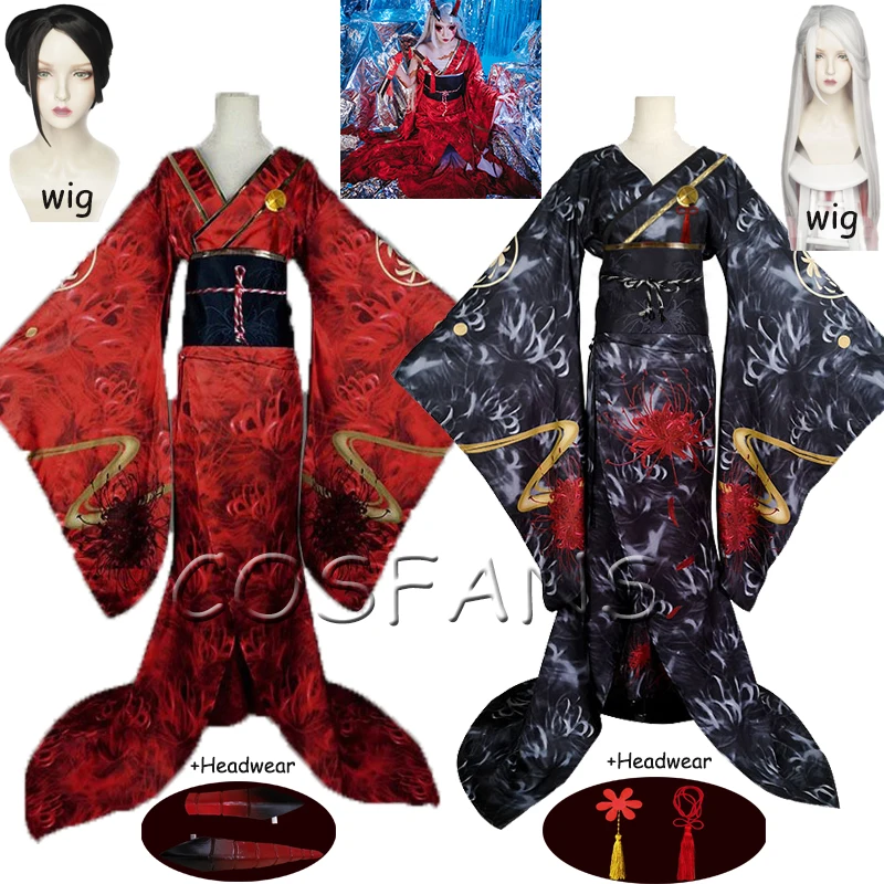 

Anime Hot Game Identity V Cosplay Costume Michiko Cosplay Costume Kimono Set Halloween Carnival Women Clothe Full set and wig