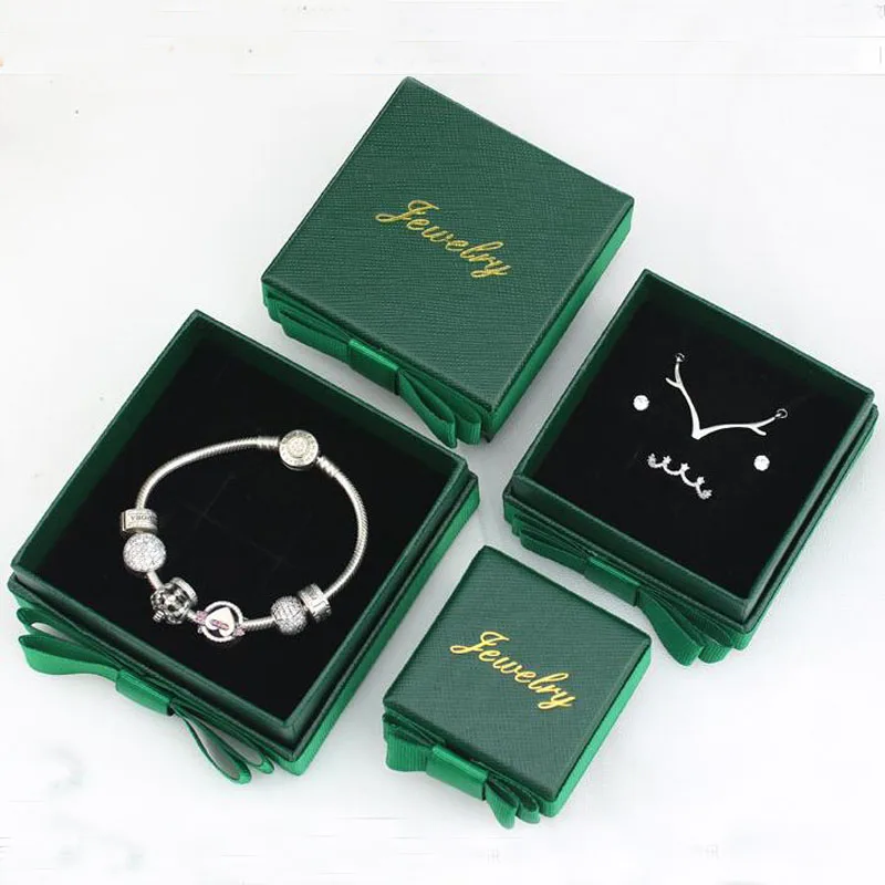 4Color Size Gift Boxes Square jewelry organizer shape box Green Engagement Ring For Earrings Necklace Bracelet Display 30pcs/lot