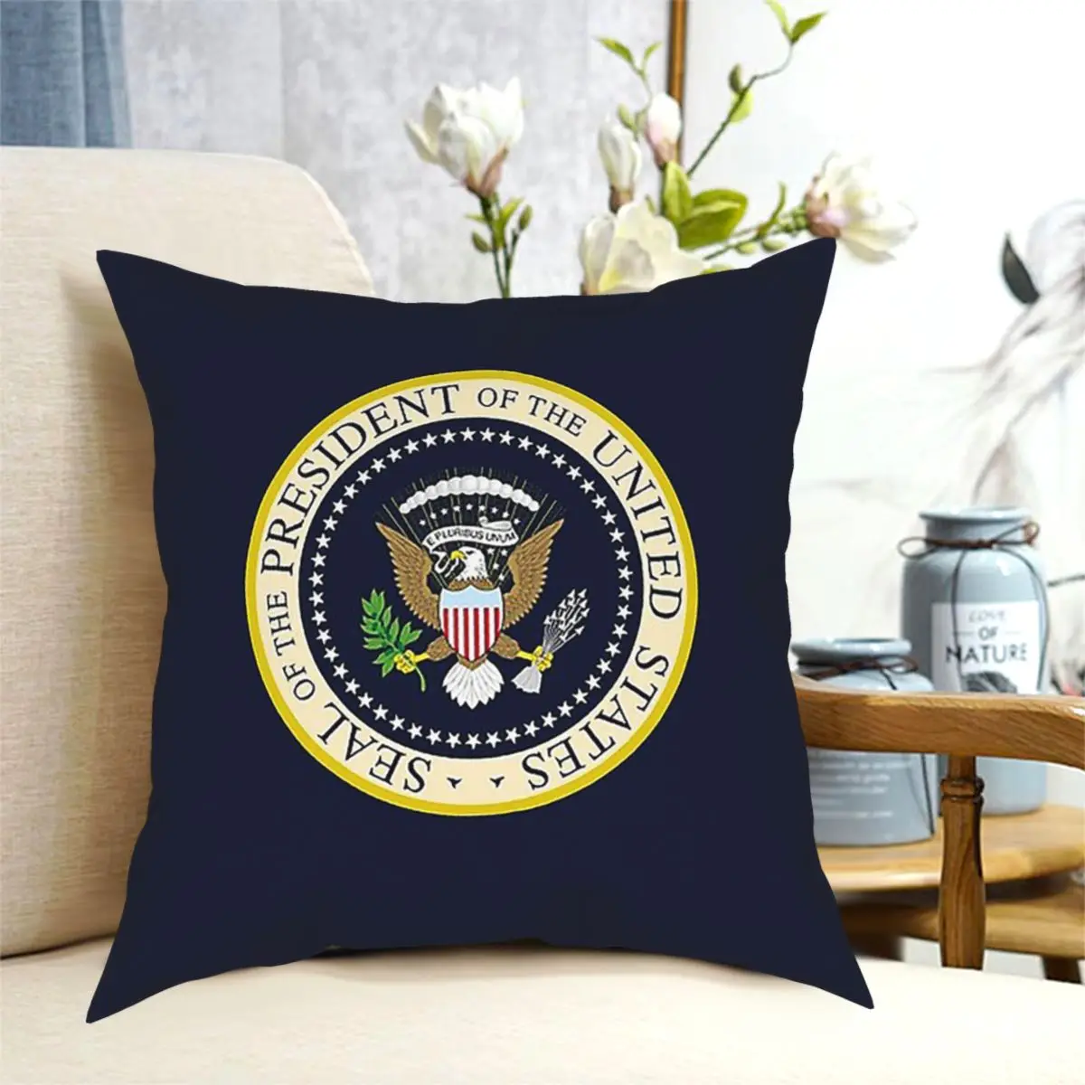 Donald Trump Presidential Seal Logo Pillow Cover Decoration USA United States Vote Election Cushions Throw Pillow for Home