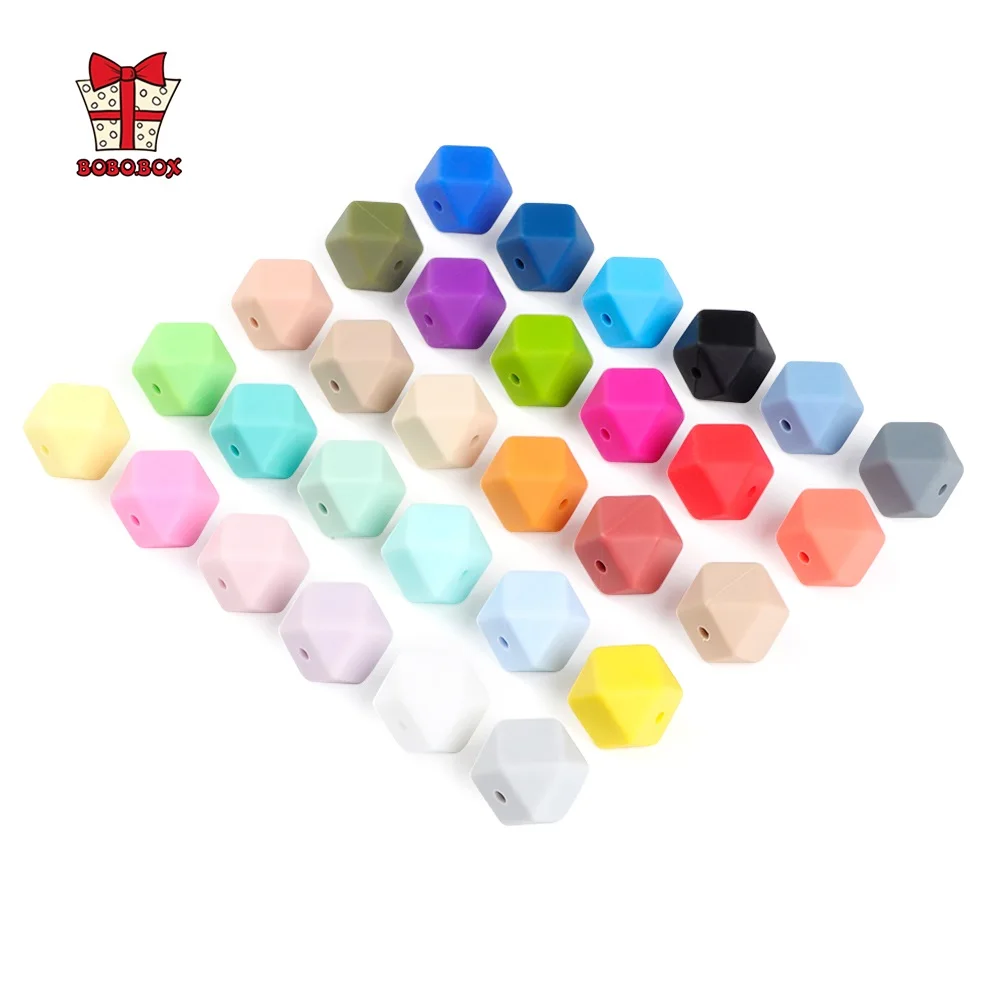 BOBO.BOX 10pcs Hexagon Silicone Beads 14mm Food Grade Baby Teether BPA Free DIY Necklace Pacifier Chain Baby Teething Care Gift