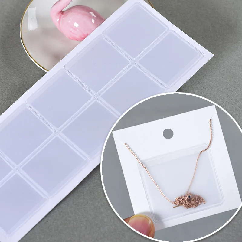 Hot Sale 100pcs Fashion Transparent Clear Packaging Plastic Bags Self-Stick for Necklace Card DIY Jewelry Accessories Stock