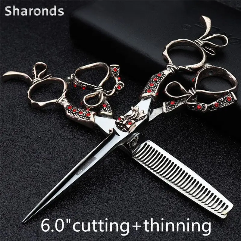 

5.5/6 inch Professional Hairdressing scissors set Cutting+Thinning Barber shears High quality Personality