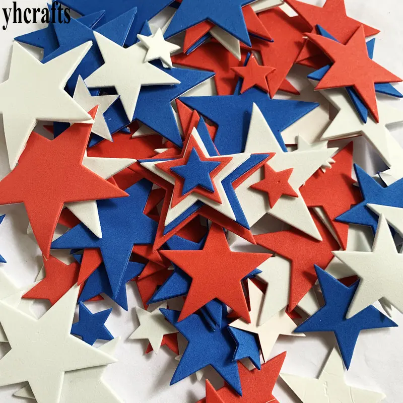 100PCS Star Foam Stickers Set Red Blue White July 4th Independence Day Holiday Craft Supplies for Fourth of July US Celebration