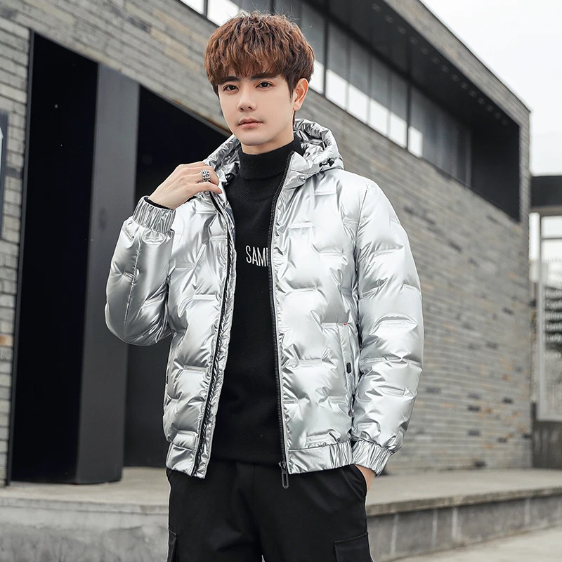 New bright down jacket for men and women short hooded white duck down warm coat tide cold jacket brand fashion hooded coat