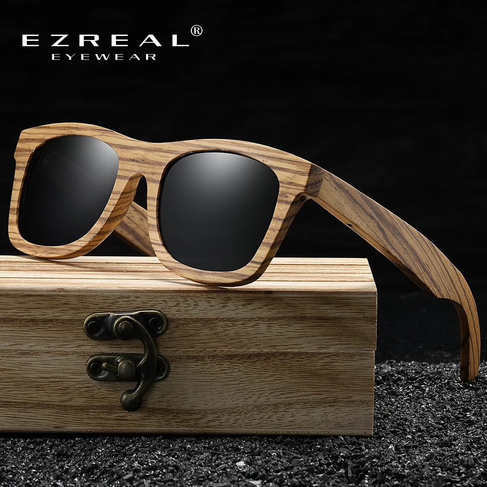 EZREAL Unique Brand Design Zebra Wood Sunglasses Men's and Women's Luxury Changeable Retro Glasses Polarized Sunglasses