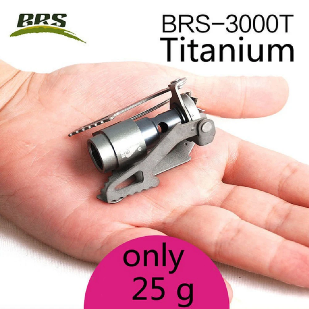 Mini quemadores de Gas BRS-3000T de titanio para acampar, estufa de bolsillo de una pieza, 25g, 2700W, Outdooor, horno de cocina plegable portátil