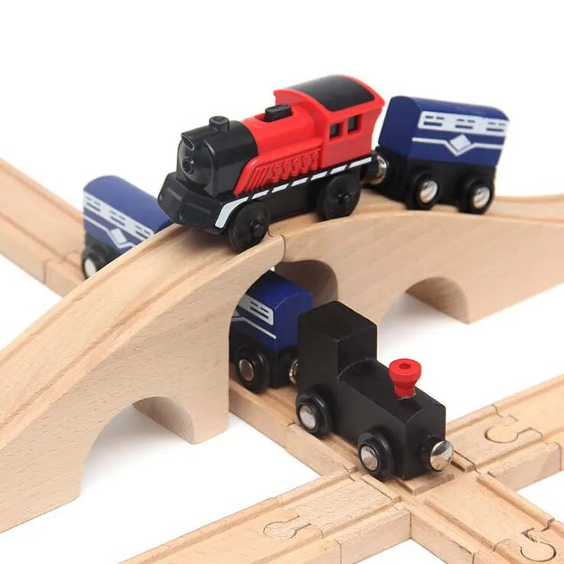 ALL Kinds Wooden Railway Set Accessories Bridge Wood Tracks Train Secene Educational Toys For Children Kids Gift