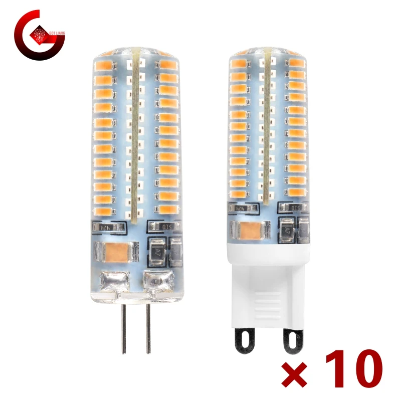 Lâmpada de Halogéneo LED, 360 Ângulo de Feixe, Lustre, Substituir, G4, G9, 12V, 220V, AC, DC, 1W, 2W, 3W, 4W, 5W, 6W, 40W, 60W, lote 10 PCes