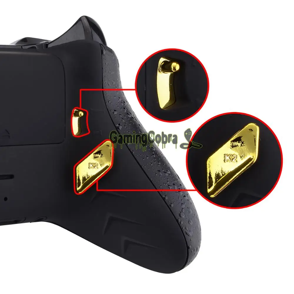 eXtremeRate Chrome Gold Glossy Replacement Buttons K1 K2 Paddles for  Xbox One S / X Controller LOFTY Remap & Trigger Stop Kit