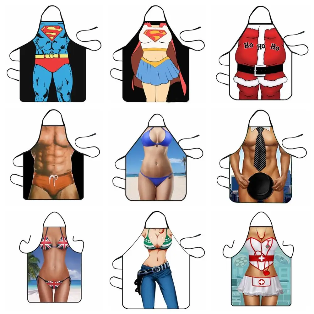 Funny Creativity Sexy Apron for Men and Women, Home Cleaning Tool, Waterproof Kitchen Apron, Cotton Linen, Easy to Clean