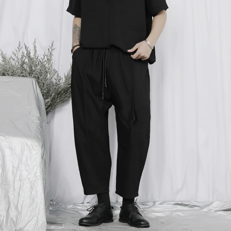 

Large size men's casual pants men's Capris Japanese simple loose wide leg pants show thin radish Harem Pants trend