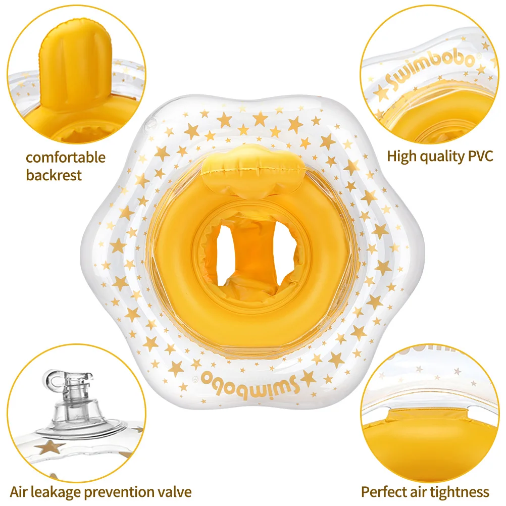 Flotador de natación para bebé, asiento inflable circular, accesorios de piscina para niños, anillo flotante de estrella de verano de PVC para niños