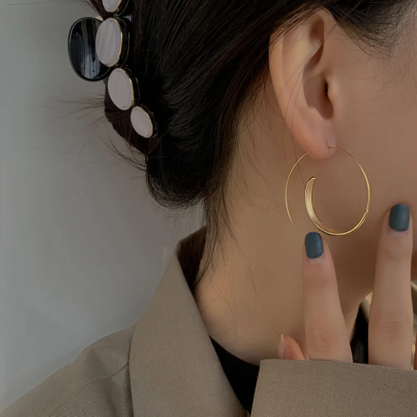 SION L-Boucles d'Oreilles en Acier Inoxydable pour Femme, Bijoux Fins Haut de Gamme, Forme Spirale,