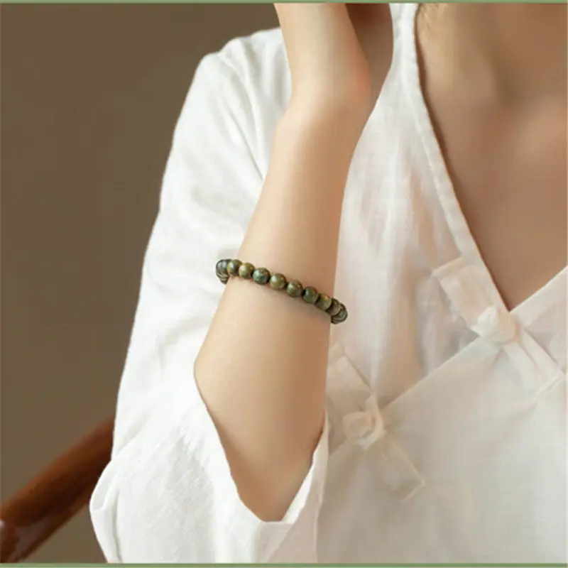 Natural Green Sandalwood Bracelets for Girls Lady 6mm 8mm 10mm Fragrant Verawood Bracelets for Man BRO998