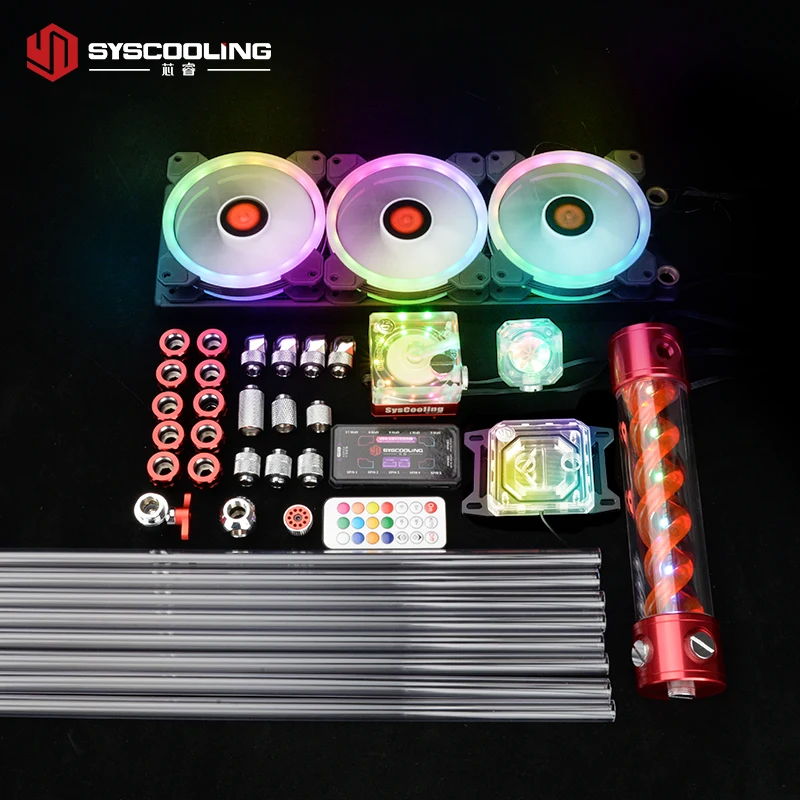 Syscooling PC water cooling kit for AMD CPU AM4 socket PETG tube liquid cooling system RGB support with 360mm radiator