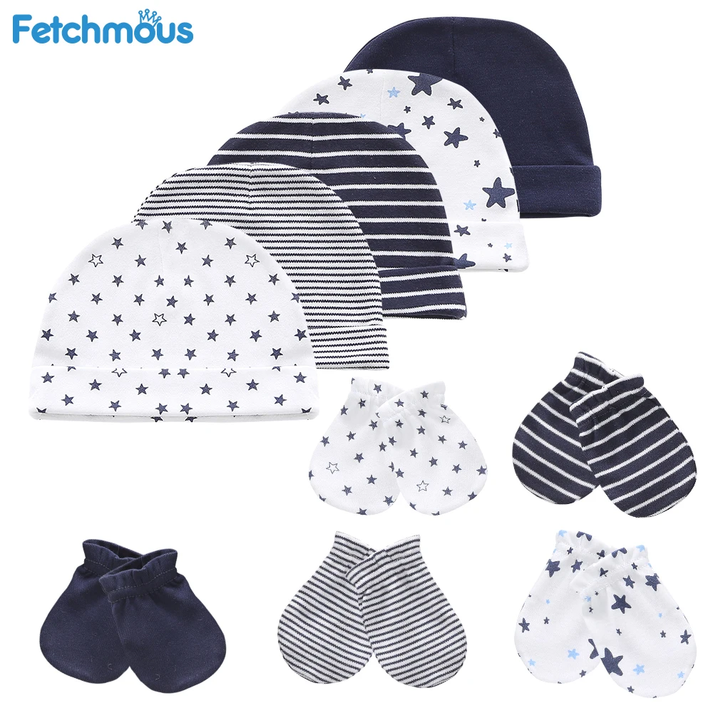 Newborn Baby Hat and Mittens Girl Boy Cap Comfy Infant Hat & Gloves Cotton Toddler Baby Accessorise For 0-6M