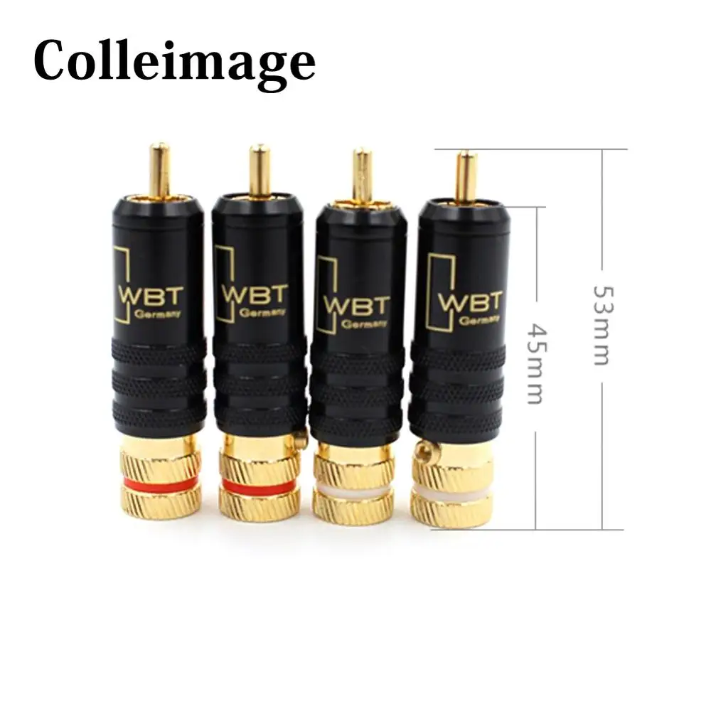 

4PCS HIFI WBT-0144 Gold Plated RCA Plug Screws Locking Soldering Audio Video RCA Connector DIY WBT RCA Plugs