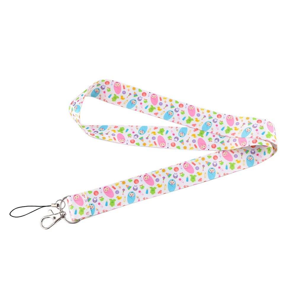 LX747 Baby Footprints Keychains Accessory Mobile Phone USB ID Badge Holder Keys Strap Tag Neck Lanyard For Girls Cute