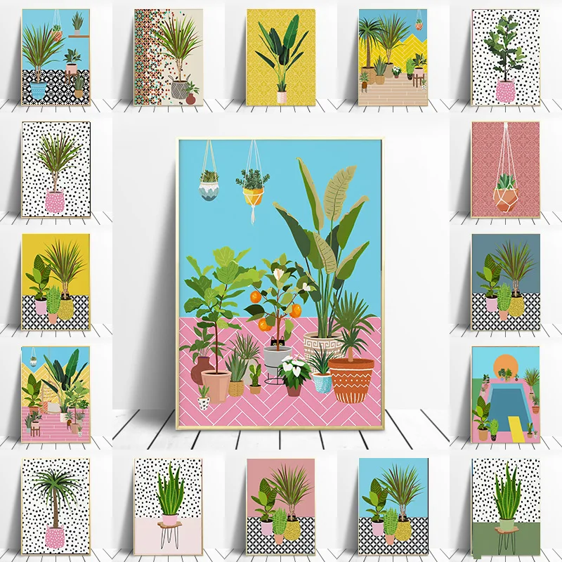 

Nordic Posters Indoor Plants Flowers Canvas Painting Wall Art Printing Minimalism Modern Pictures Living Room Wall Home Decor