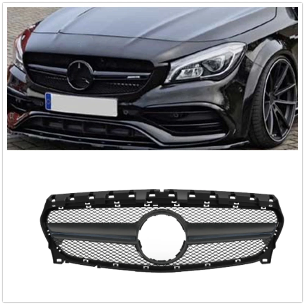 

For Mercedes-Benz CLA W117 2017-2018 CLA200 CLA250 CLA45 AMG Style Front Grille Grill Black/Silver Car Upper Bumper Hood Mesh