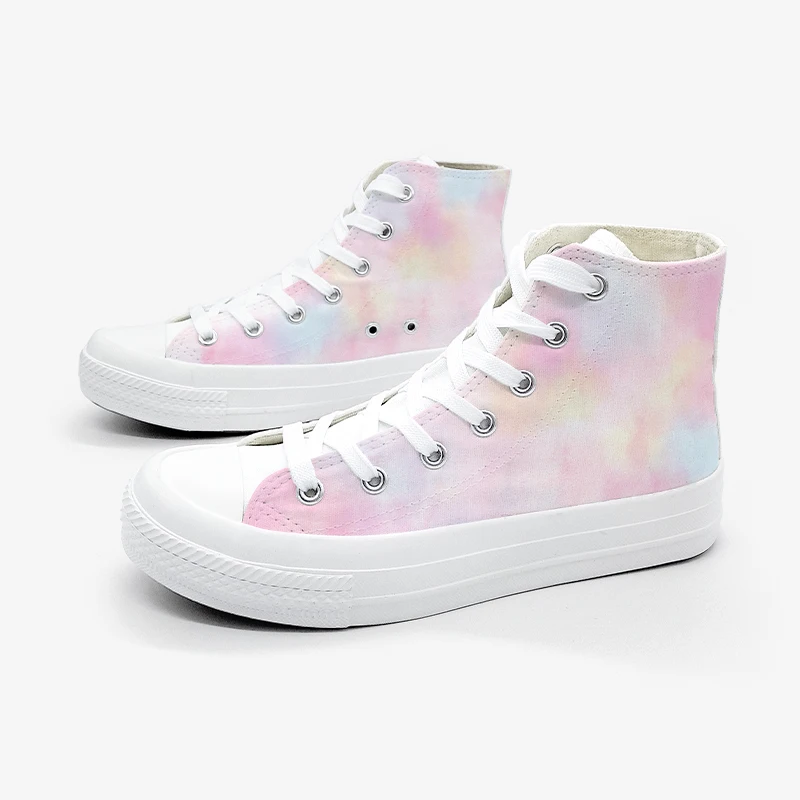 Amy and Michael 2021 Summer Fashion Women‘s Sneakers Gradient Colorful Hand Painted Canvas Shoes Casual Woman Vulcanize Shoes