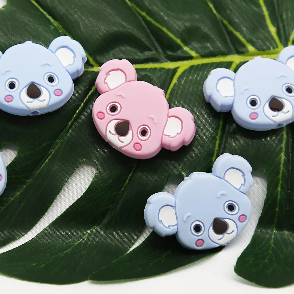 Cute-idea 10pcs Silicone Beads Mini Koala bead Food Grade Rodents DIY Baby Teething Necklaces Toys Baby Silicone Teether